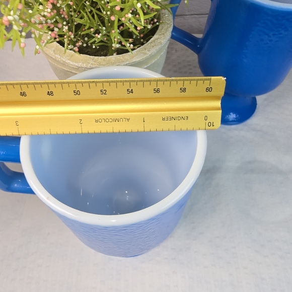 Vintage Anchor Hocking Cobalt Blue Pedestal Mug Set Of 4 Euc - Picture 8 of 9